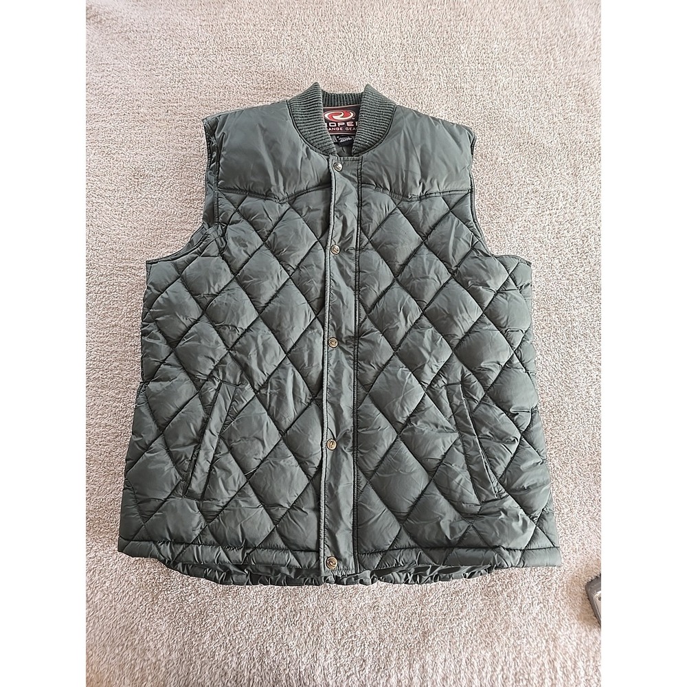 Roper Range‎ Gear Down Puffer Vest Green 2XL Quilted Snap/zip Outdoor Chore
